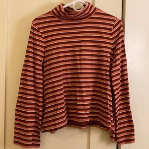 Madewell mock-neck bell sleeve, stripey fall layer